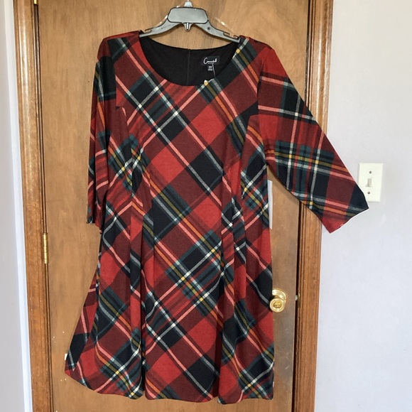 Connected dress plaid print dress w pockets has some stretch 20W - Picture 14 of 17